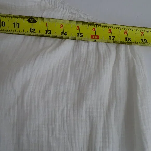 Shein One-Shoulder White Gauze Cotton Top Women Size M US Size 6 With Bow Detail - Picture 8 of 9